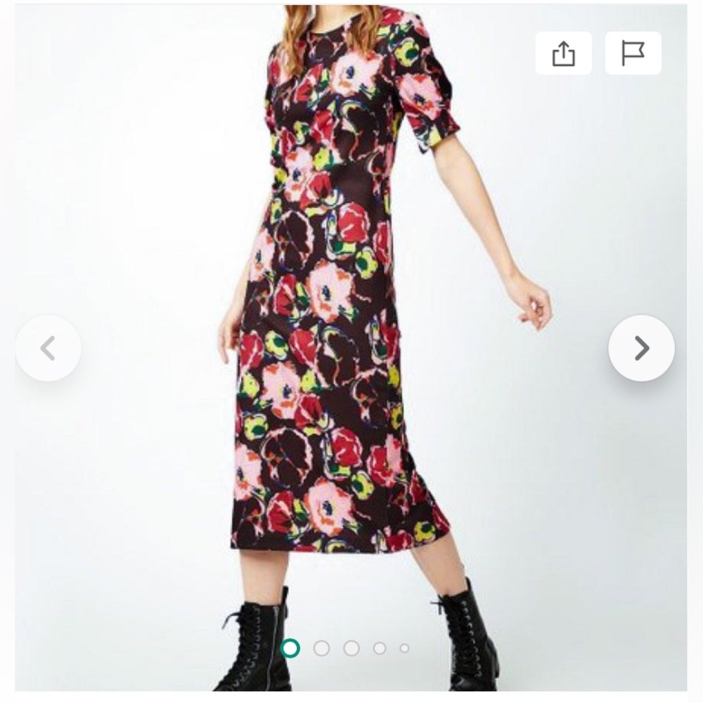 Zara floral short sleeved midi dress